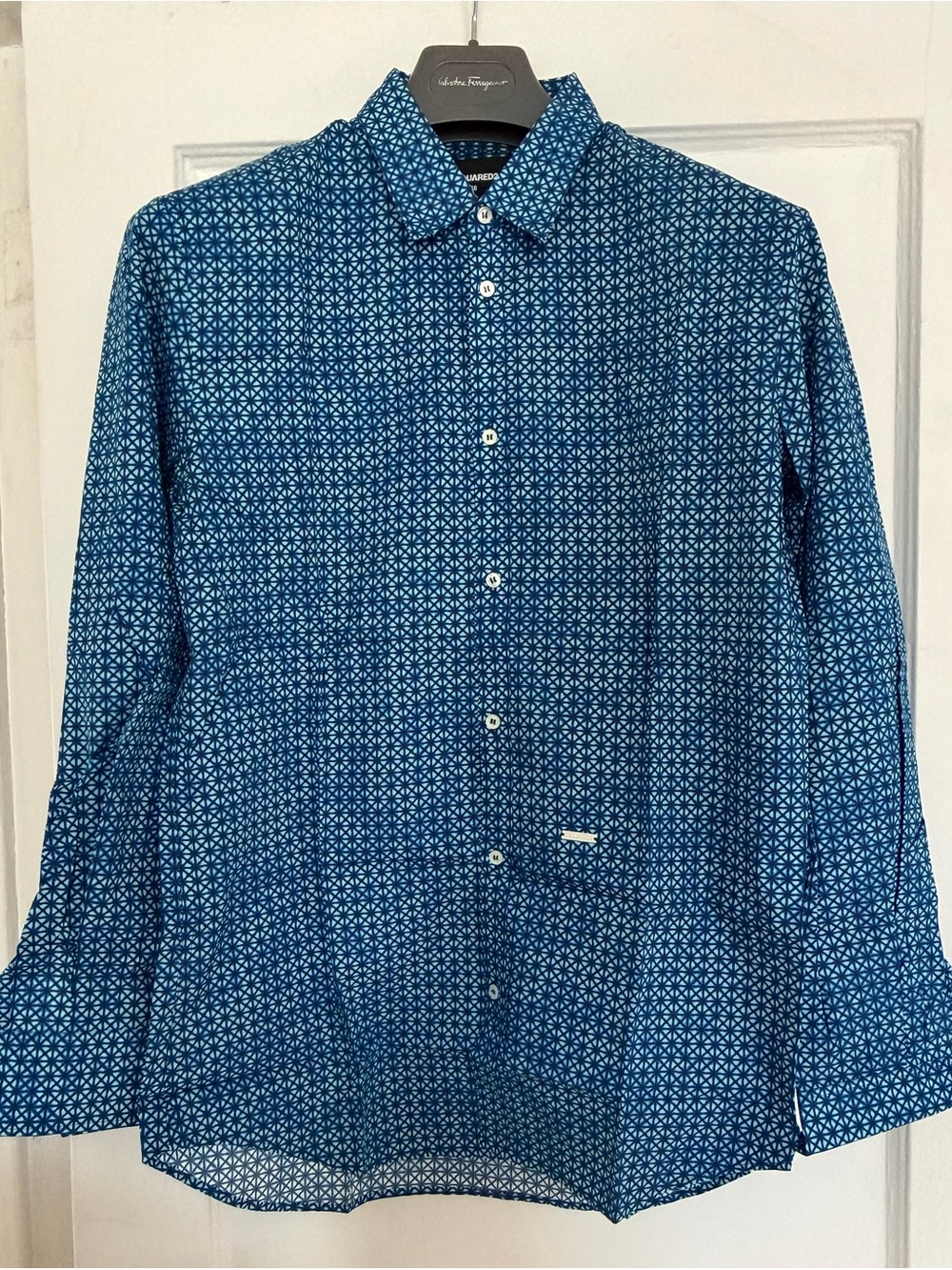 DSQUARED2 Blue Geometric Print Button-Down Shirt - Men